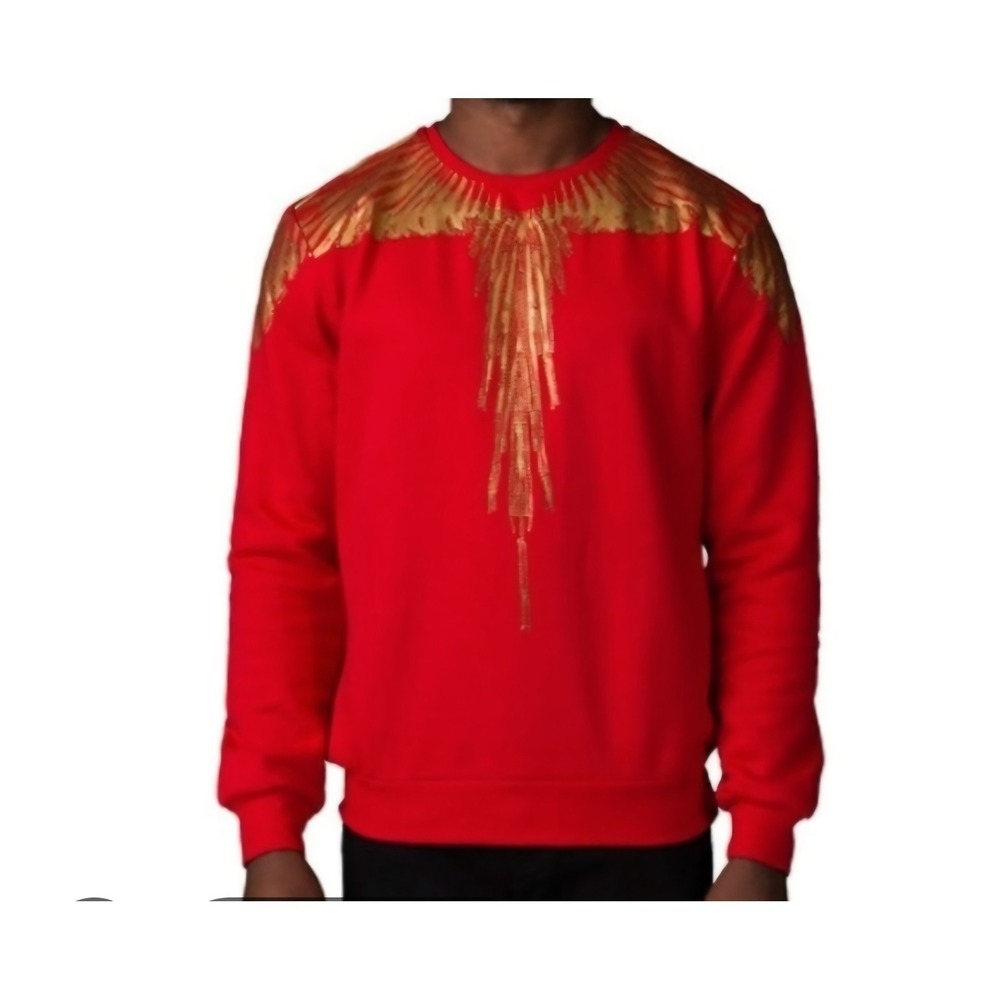 HUDSON Outerwear Sweatshirt Red W/ Gold Foil Wing Design Size XL